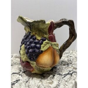 Sonoma Villa Home Interiors Large Hand Painted Earthenware Fruit Design Pitcher